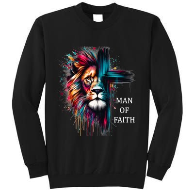 Man Of Faith Lion Jesus Christ Design Sweatshirt