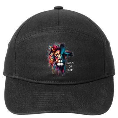 Man Of Faith Lion Jesus Christ Design 7-Panel Snapback Hat
