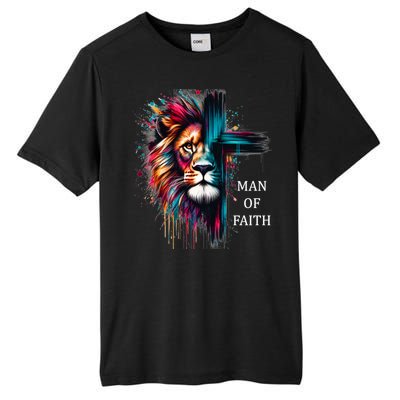 Man Of Faith Lion Jesus Christ Design Tall Fusion ChromaSoft Performance T-Shirt