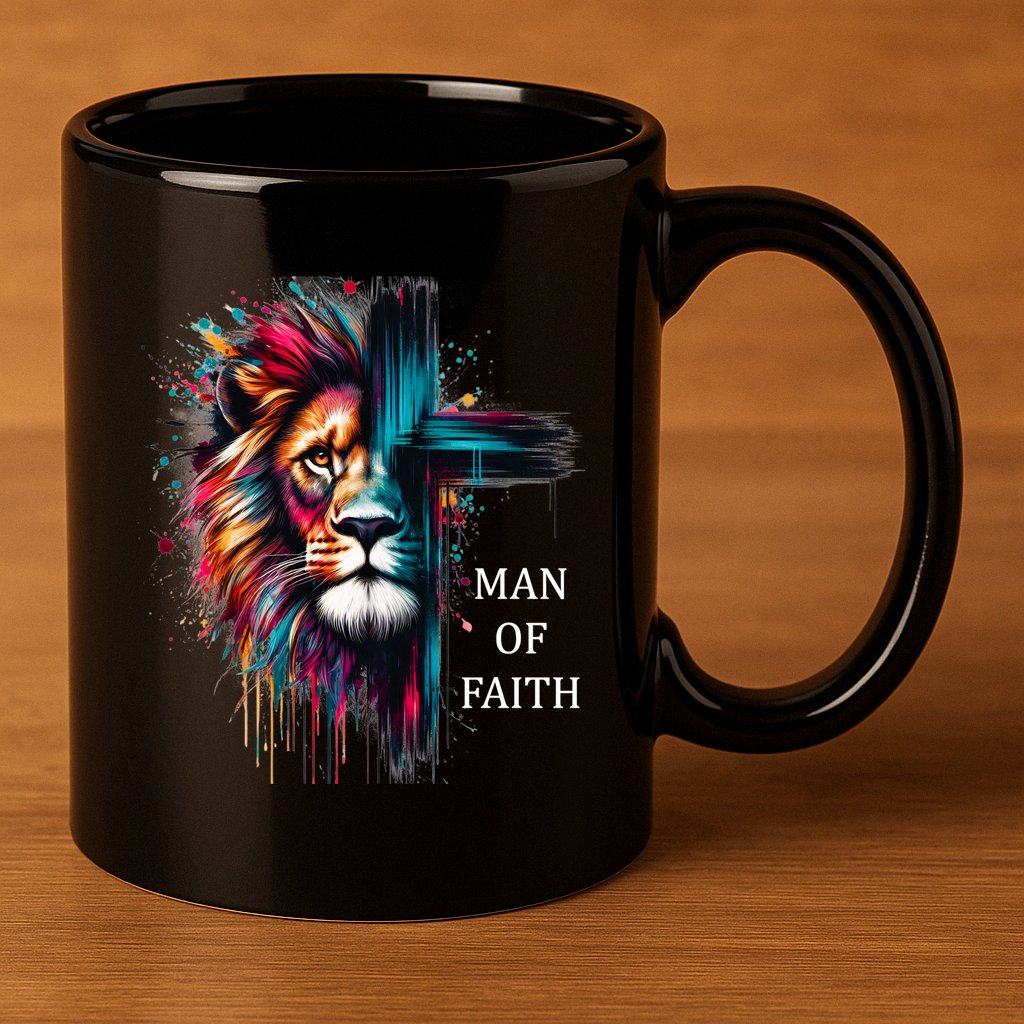 Man Of Faith Lion Jesus Christ Design 11oz C Handle Ceramic Mug