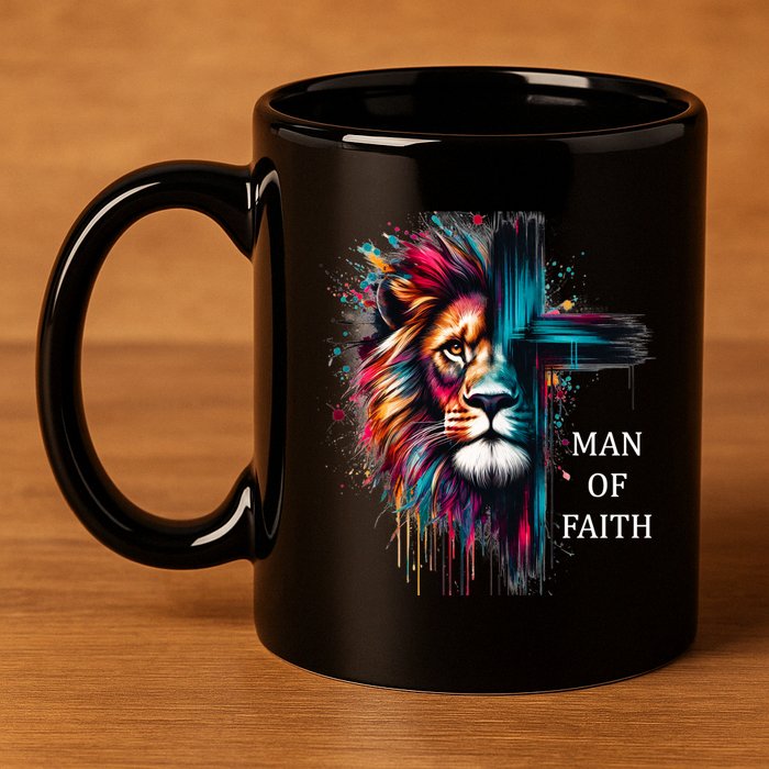 Man Of Faith Lion Jesus Christ Design 11oz C Handle Ceramic Mug