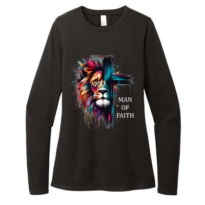 Man Of Faith Lion Jesus Christ Design Womens CVC Long Sleeve Shirt