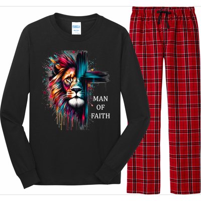 Man Of Faith Lion Jesus Christ Design Long Sleeve Pajama Set