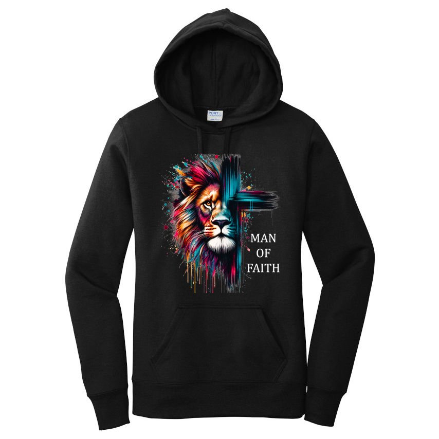 Man Of Faith Lion Jesus Christ Design Women's Pullover Hoodie