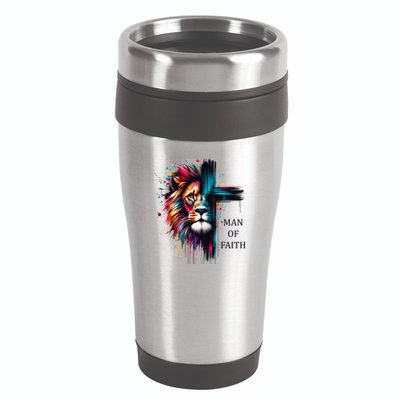 Man Of Faith Lion Jesus Christ Design 16oz Travel Tumbler