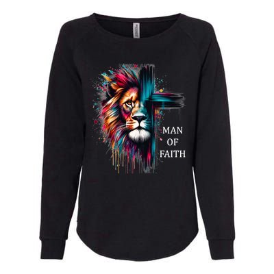 Man Of Faith Lion Jesus Christ Design Womens California Wash Sweatshirt