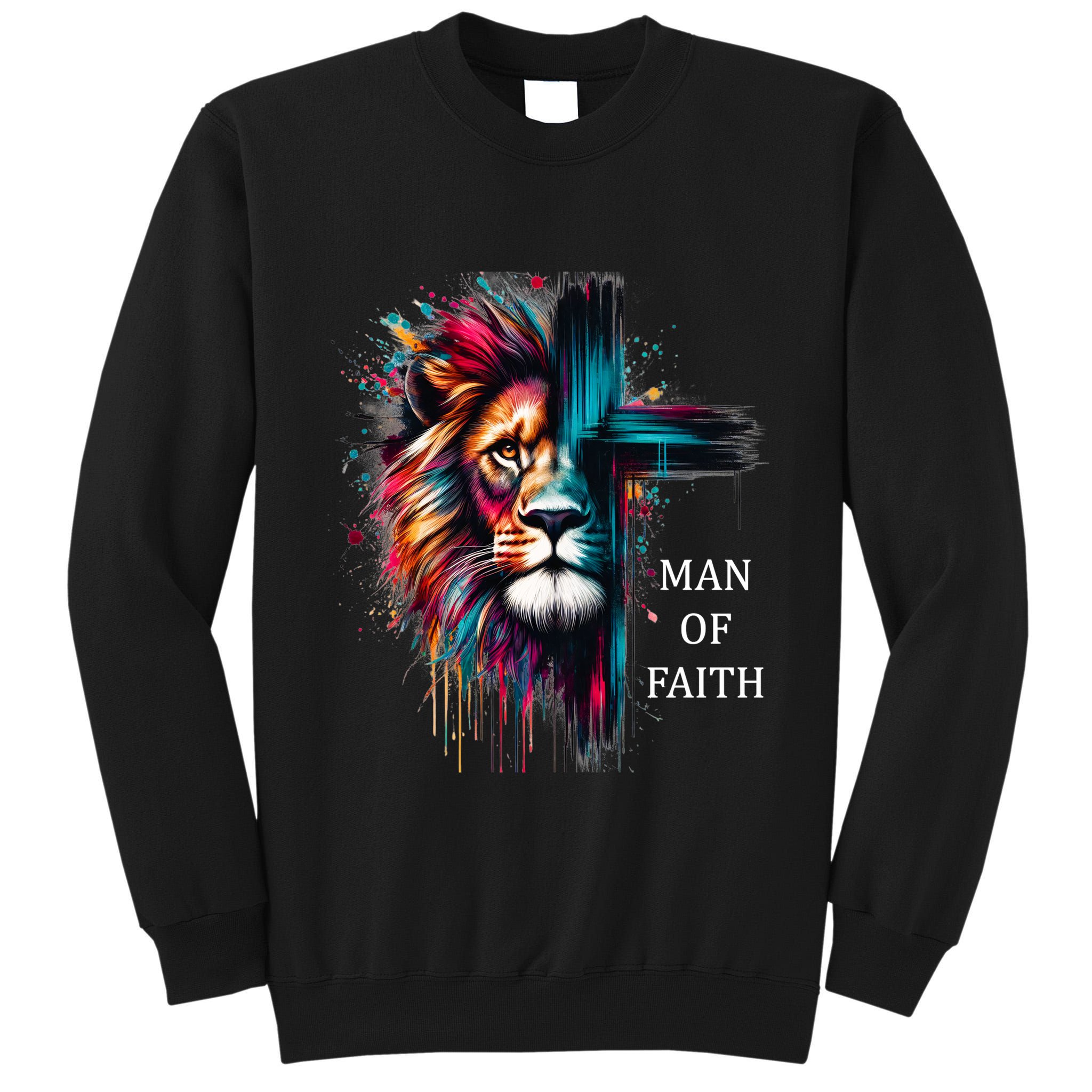 Man Of Faith Lion Jesus Christ Design Tall Sweatshirt
