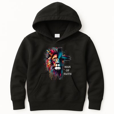 Man Of Faith Lion Jesus Christ Design Kids Hoodie