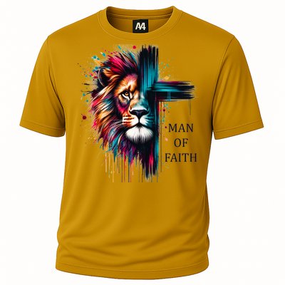 Man Of Faith Lion Jesus Christ Design Cooling Performance Crew T-Shirt