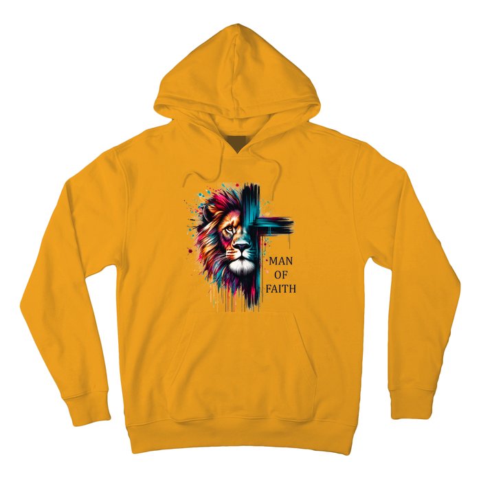 Man Of Faith Lion Jesus Christ Design Hoodie