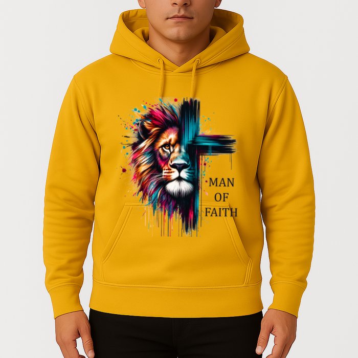 Man Of Faith Lion Jesus Christ Design Hoodie