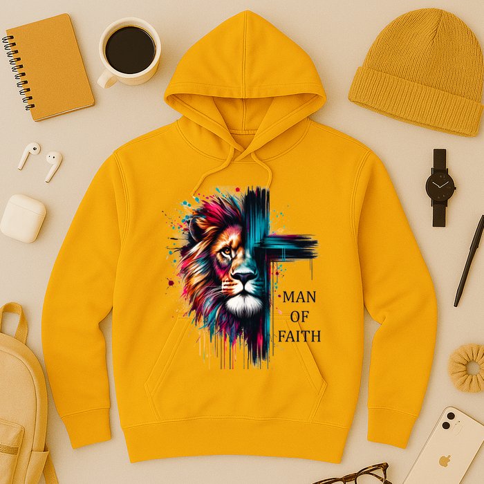 Man Of Faith Lion Jesus Christ Design Hoodie
