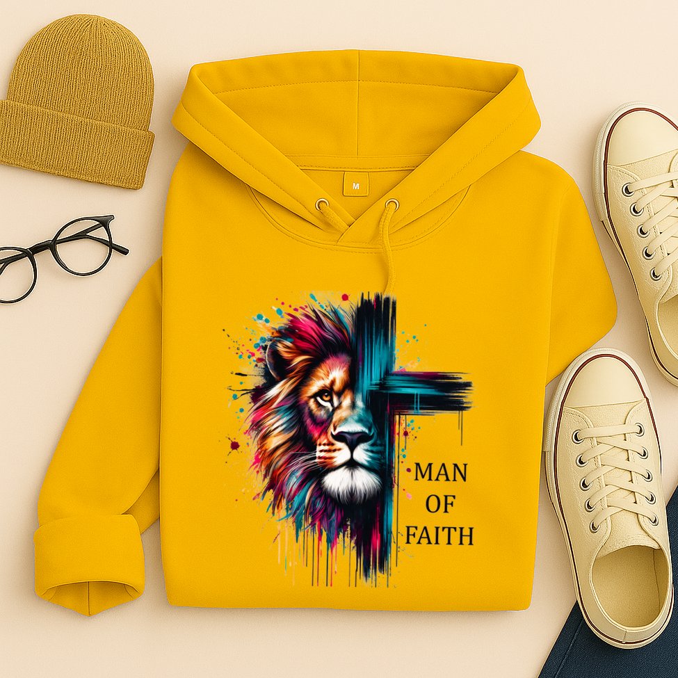 Man Of Faith Lion Jesus Christ Design Hoodie