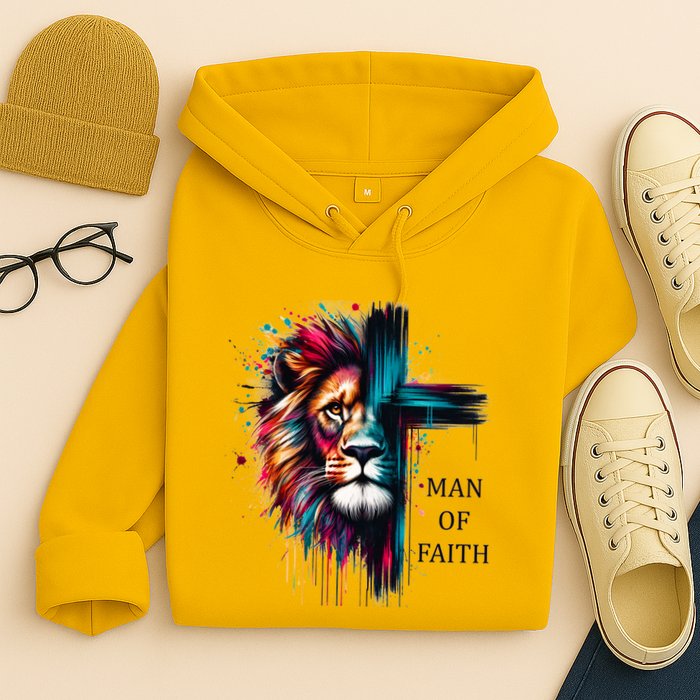 Man Of Faith Lion Jesus Christ Design Hoodie