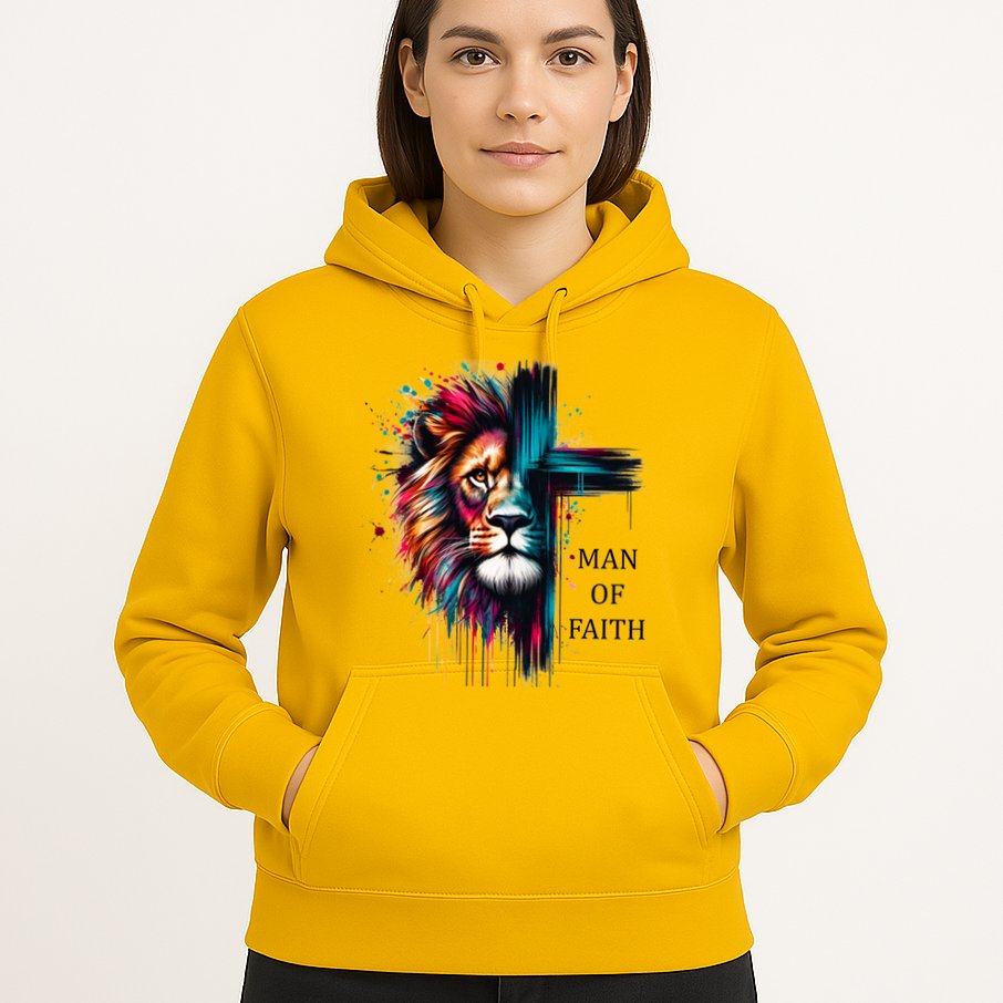 Man Of Faith Lion Jesus Christ Design Hoodie