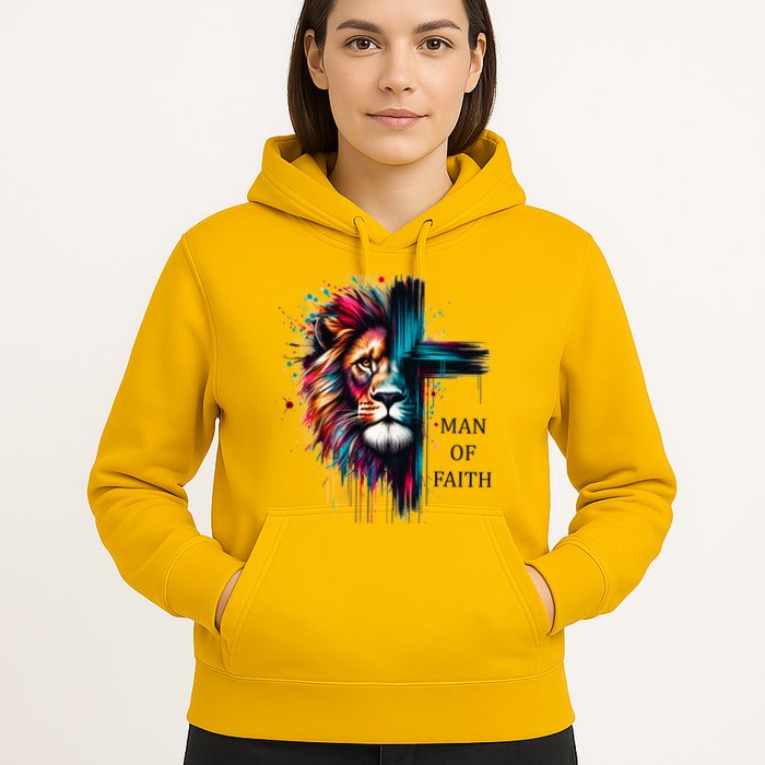 Man Of Faith Lion Jesus Christ Design Hoodie