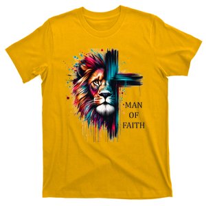 Man Of Faith Lion Jesus Christ Design T-Shirt