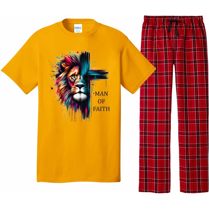 Man Of Faith Lion Jesus Christ Design Pajama Set