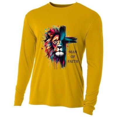 Man Of Faith Lion Jesus Christ Design Cooling Performance Long Sleeve Crew