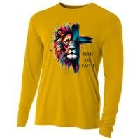 Man Of Faith Lion Jesus Christ Design Cooling Performance Long Sleeve Crew