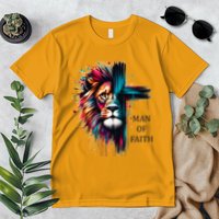 Man Of Faith Lion Jesus Christ Design Premium T-Shirt