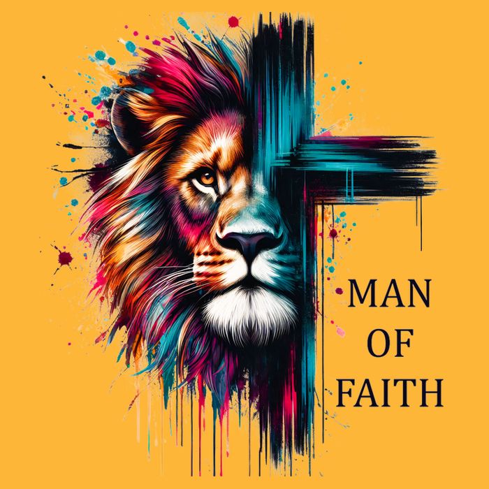 Man Of Faith Lion Jesus Christ Design Premium T-Shirt