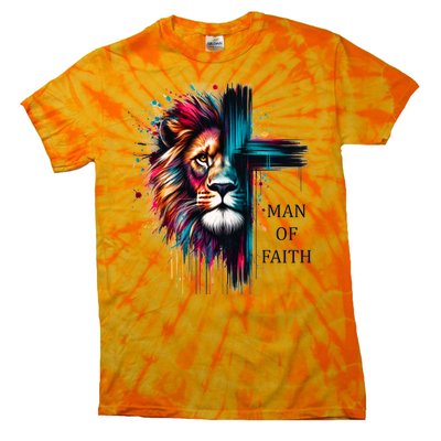 Man Of Faith Lion Jesus Christ Design Tie-Dye T-Shirt