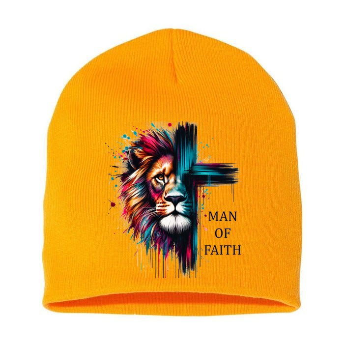 Man Of Faith Lion Jesus Christ Design Short Acrylic Beanie