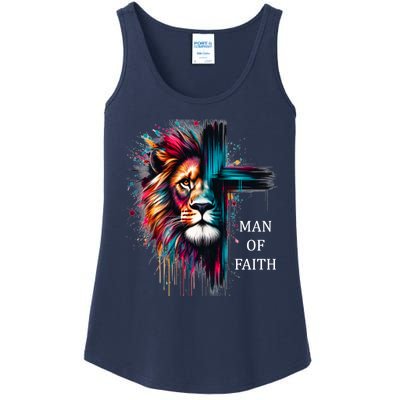 Man Of Faith Lion Jesus Christ Design Ladies Essential Tank