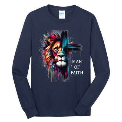 Man Of Faith Lion Jesus Christ Design Tall Long Sleeve T-Shirt