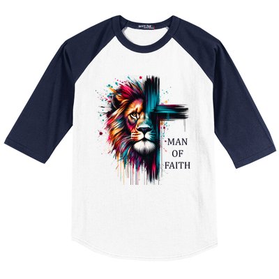 Man Of Faith Lion Jesus Christ Design Baseball Sleeve Shirt