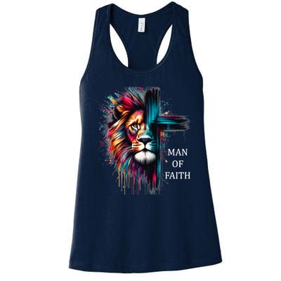 Man Of Faith Lion Jesus Christ Design Women's Racerback Tank