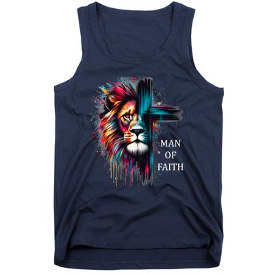 Man Of Faith Lion Jesus Christ Design Tank Top