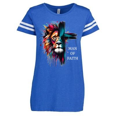 Man Of Faith Lion Jesus Christ Design Enza Ladies Jersey Football T-Shirt