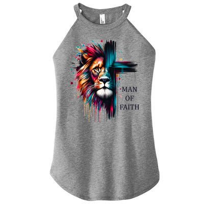 Man Of Faith Lion Jesus Christ Design Women's Perfect Tri Rocker Tank