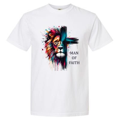 Man Of Faith Lion Jesus Christ Design Garment-Dyed Heavyweight T-Shirt