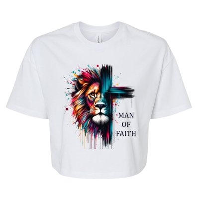 Man Of Faith Lion Jesus Christ Design Bella+Canvas Jersey Crop Tee