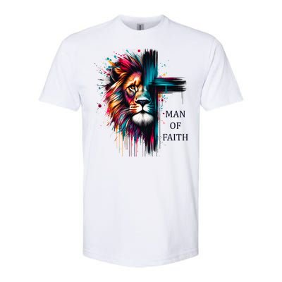 Man Of Faith Lion Jesus Christ Design Softstyle CVC T-Shirt