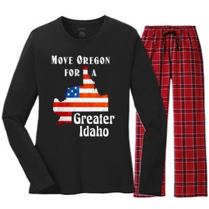 Move Oregon For A Greater Idaho Women's Long Sleeve Flannel Pajama Set 