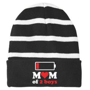 Mom Of From Son To Mom Quote Mothers Day Birthday Fun Striped Beanie with Solid Band