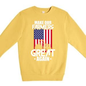 Make Our Farmer Great Again American Farmer Usa Flag Farming Gift Premium Crewneck Sweatshirt