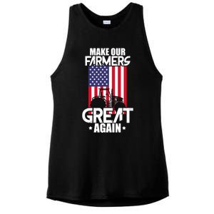 Make Our Farmer Great Again American Farmer Usa Flag Farming Gift Ladies PosiCharge Tri-Blend Wicking Tank