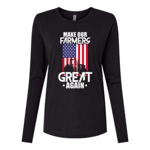 Make Our Farmer Great Again American Farmer Usa Flag Farming Gift Womens Cotton Relaxed Long Sleeve T-Shirt