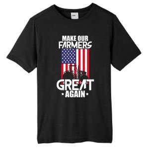 Make Our Farmer Great Again American Farmer Usa Flag Farming Gift Tall Fusion ChromaSoft Performance T-Shirt