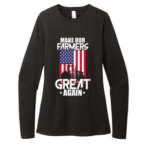 Make Our Farmer Great Again American Farmer Usa Flag Farming Gift Womens CVC Long Sleeve Shirt