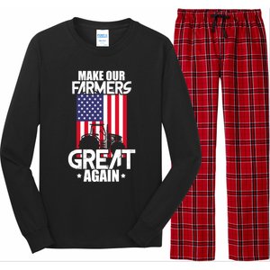 Make Our Farmer Great Again American Farmer Usa Flag Farming Gift Long Sleeve Pajama Set