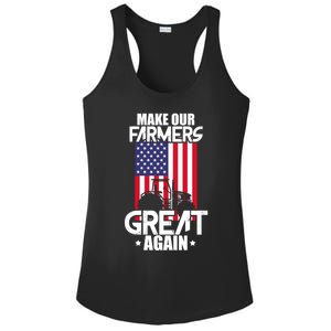 Make Our Farmer Great Again American Farmer Usa Flag Farming Gift Ladies PosiCharge Competitor Racerback Tank