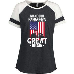 Make Our Farmer Great Again American Farmer Usa Flag Farming Gift Enza Ladies Jersey Colorblock Tee