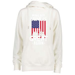 Make Our Farmer Great Again American Farmer Usa Flag Farming Gift Womens Funnel Neck Pullover Hood