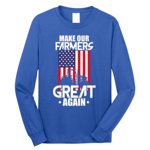 Make Our Farmer Great Again American Farmer Usa Flag Farming Gift Long Sleeve Shirt